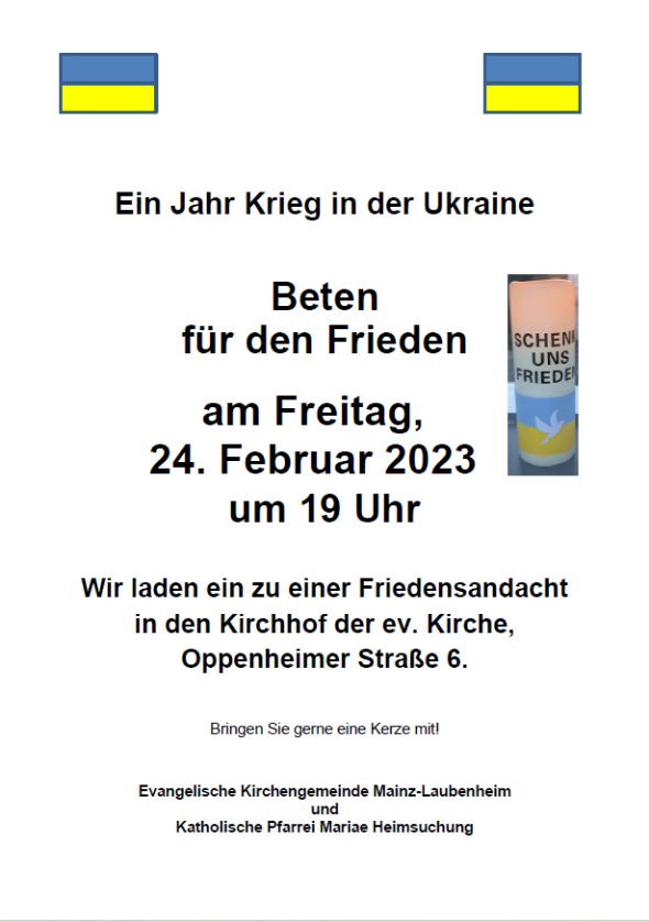 2023-02-24_Plakat Friedensandacht (c) Ökumene Mainz-Laubenheim