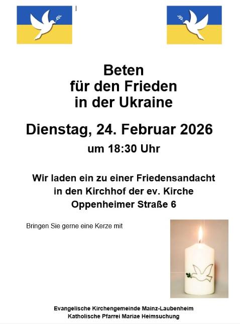 Plakat Beten für den Frieden am 24.2.2026 (c) B. Haub