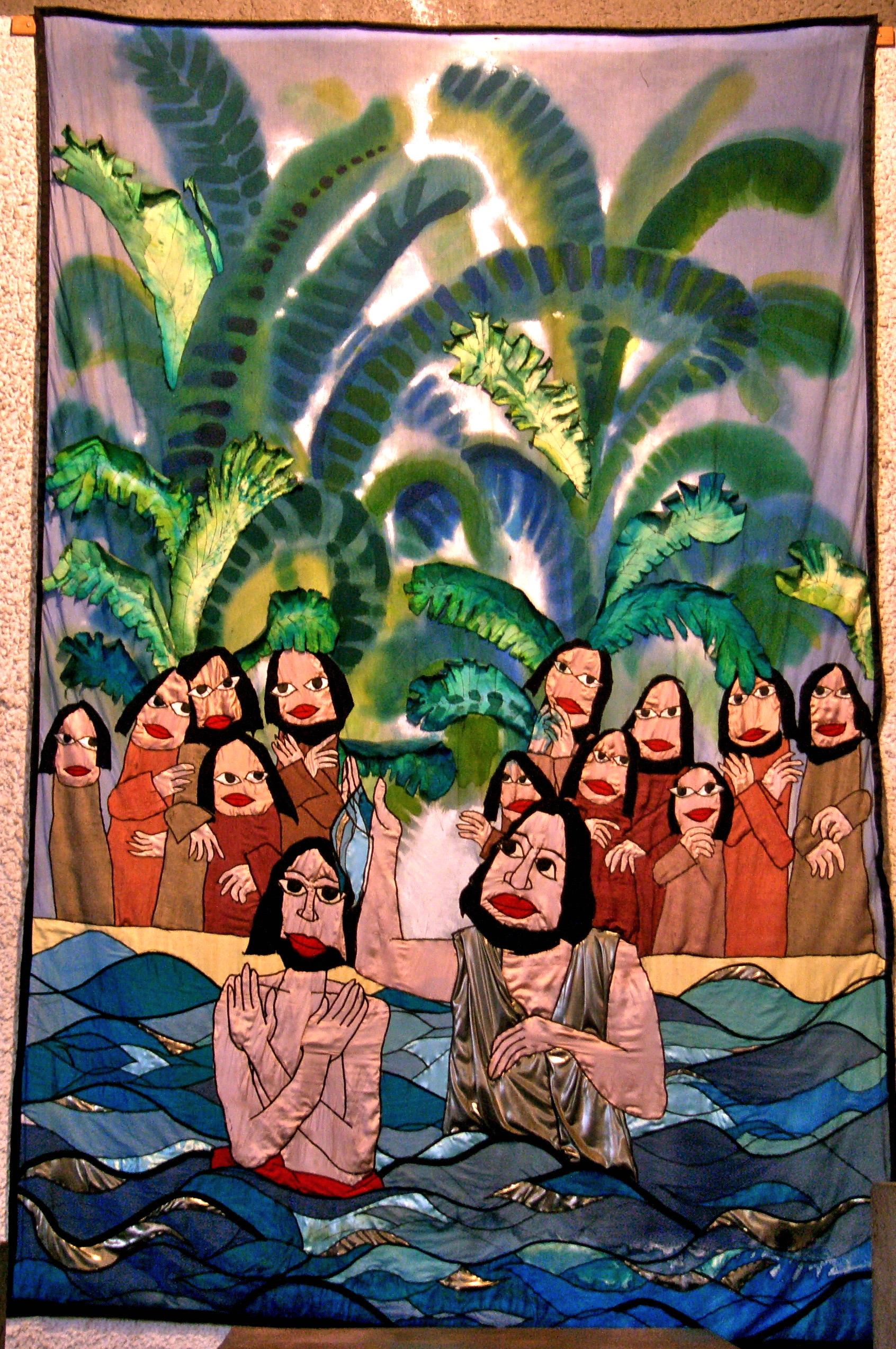 Kircheraum - Taufe Jesu  - Wandteppich an der Rückseite des Kirchraums