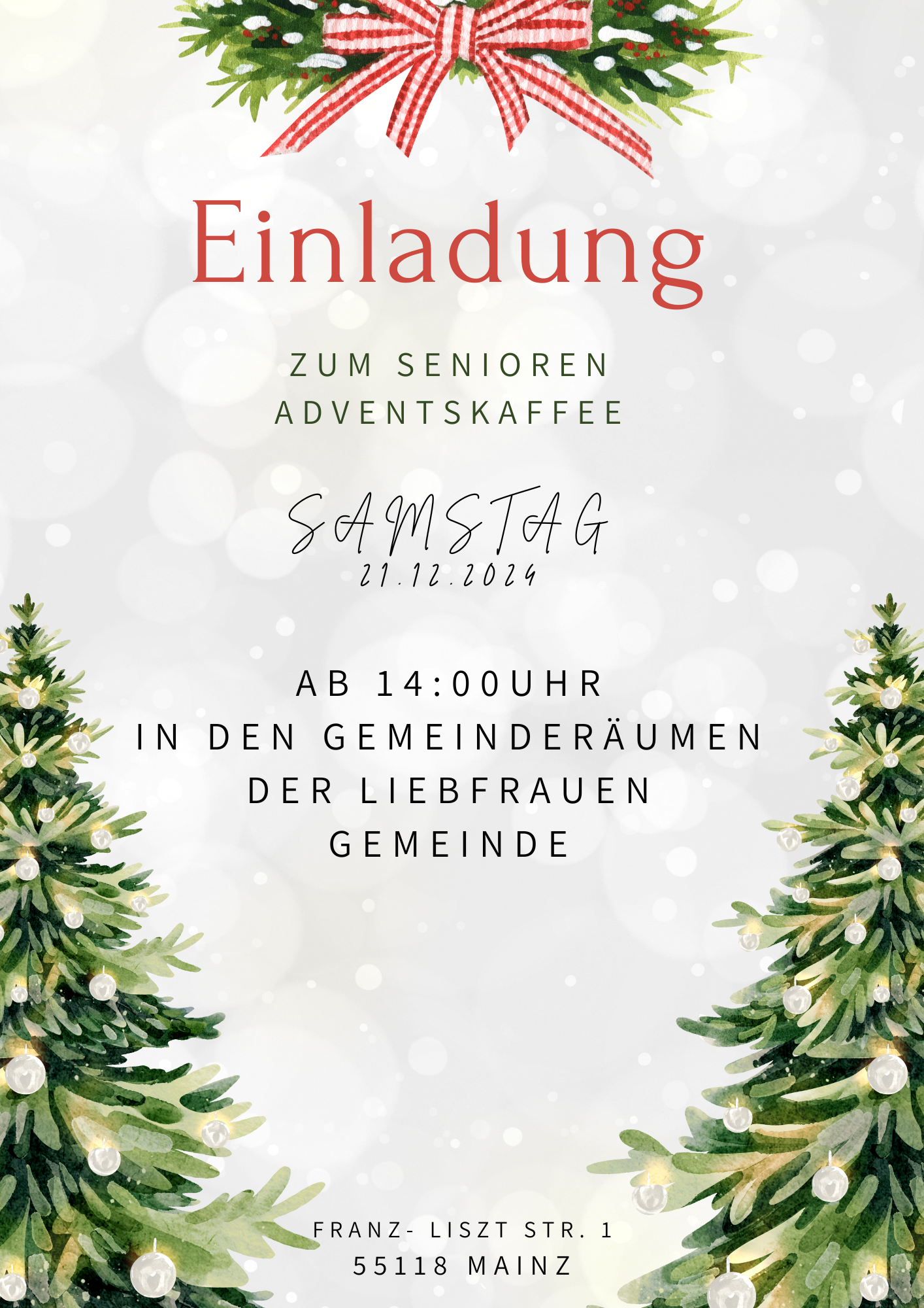 Einladung zum Senioren Adventskaffee