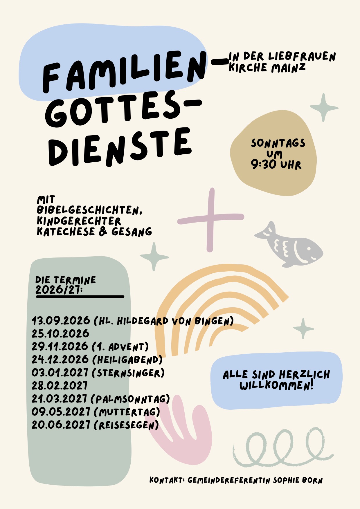 Familiengottesdienste 2026-2027 - Kontakt: Sophie Born