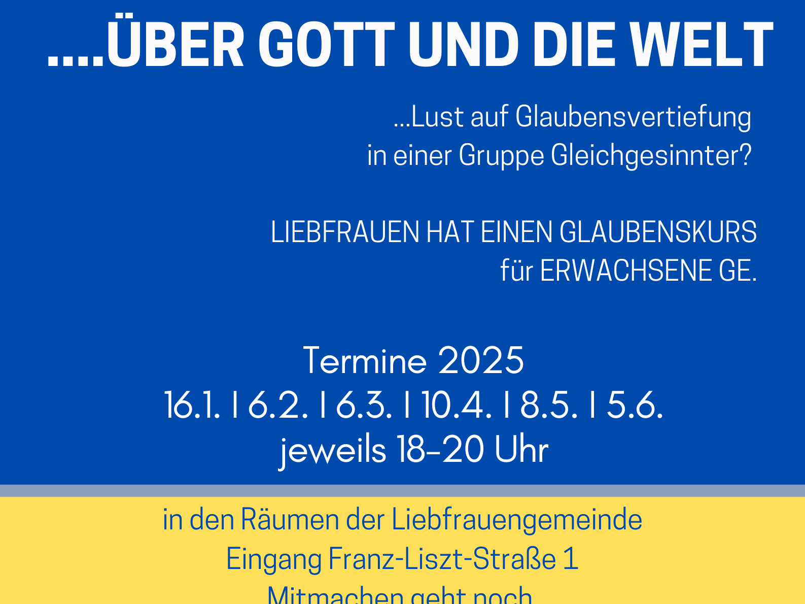 Glaubenskurs neue Termine