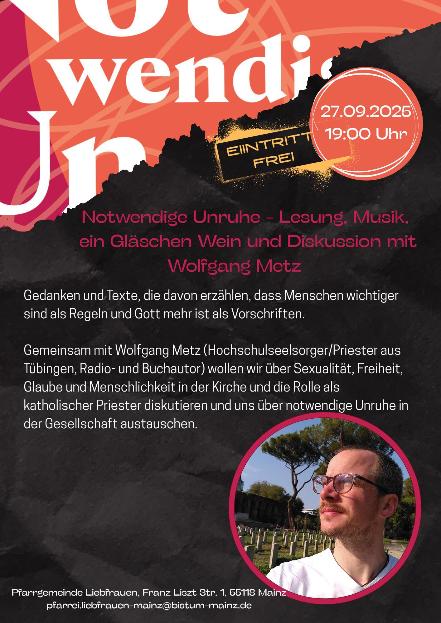 Notwendige Unruhe - Lesung und Diskussion mit Wolfgang Metz