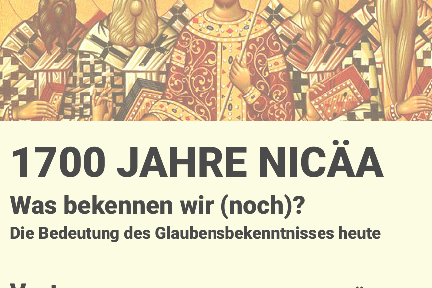 Plakat NIZÄA, Vortrag Dr. J. Bickelhaupt / Zentrum Ökumene