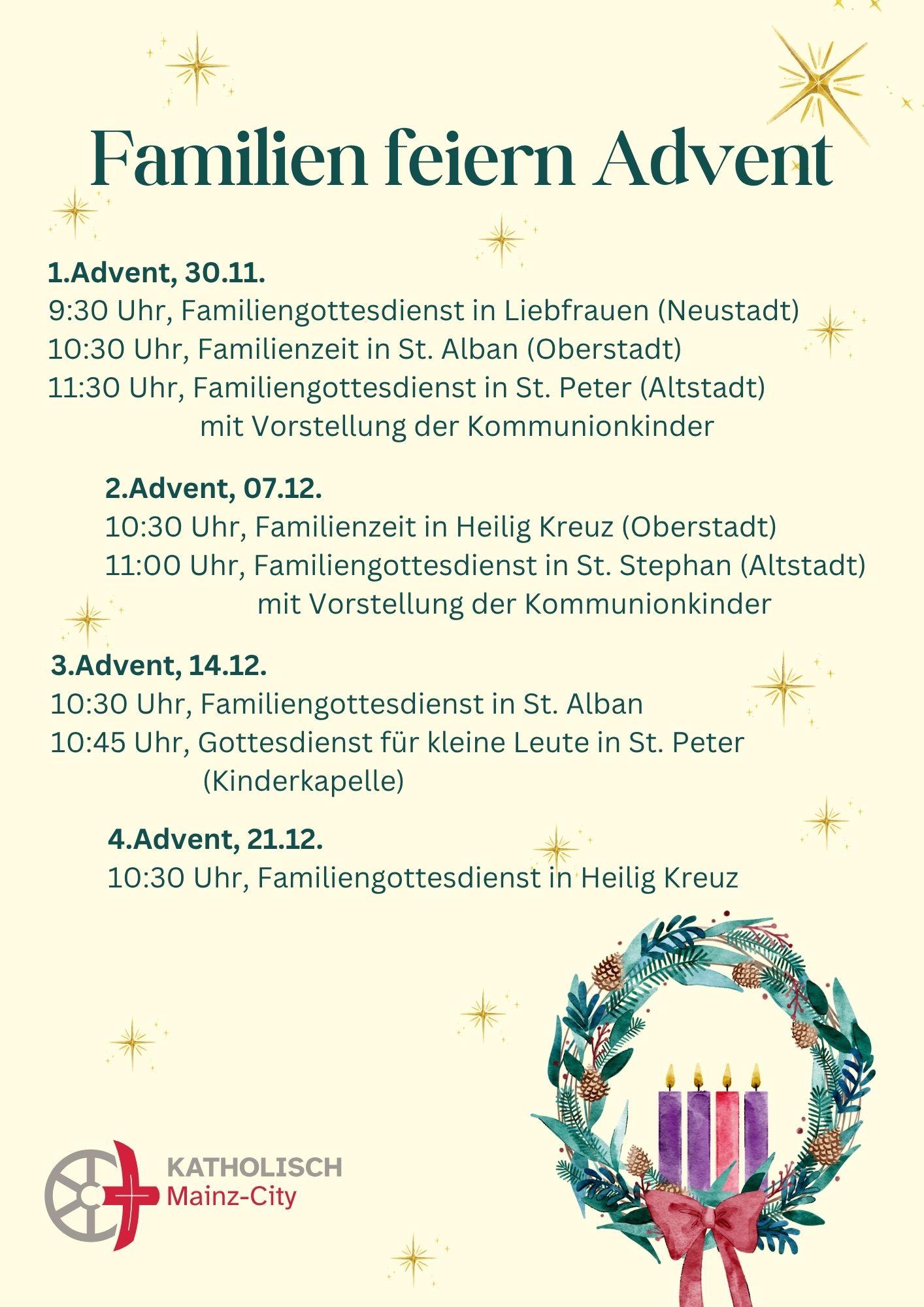 Familien feiern Advent (c) Pastoralraum Mainz-City