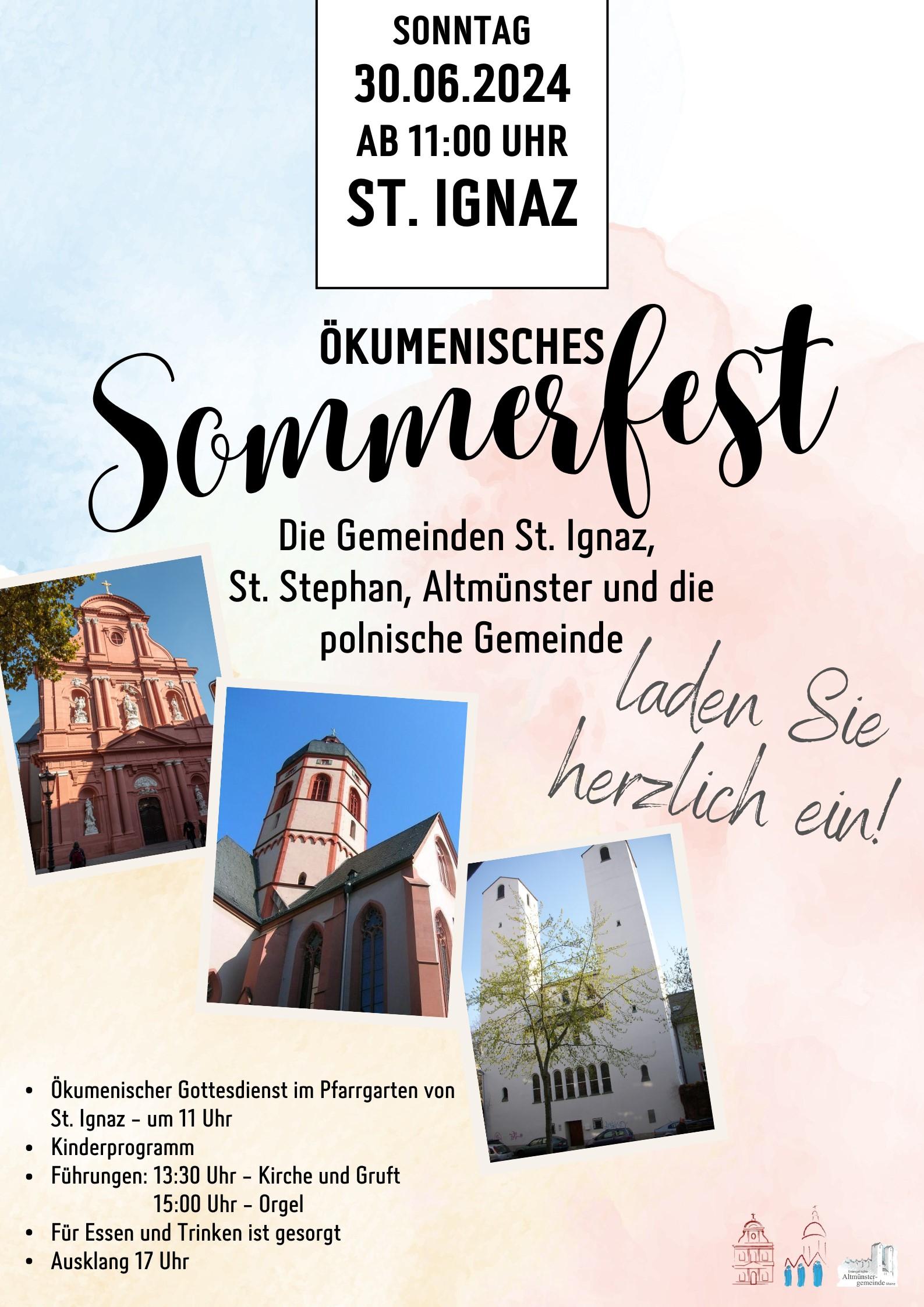 PlakatSommerfest30Juni2024IgnazStephanAltmuenster (c) Ökumenisches Sommerfest St. Stephan / St. Ignaz / Altmünstergemeinde