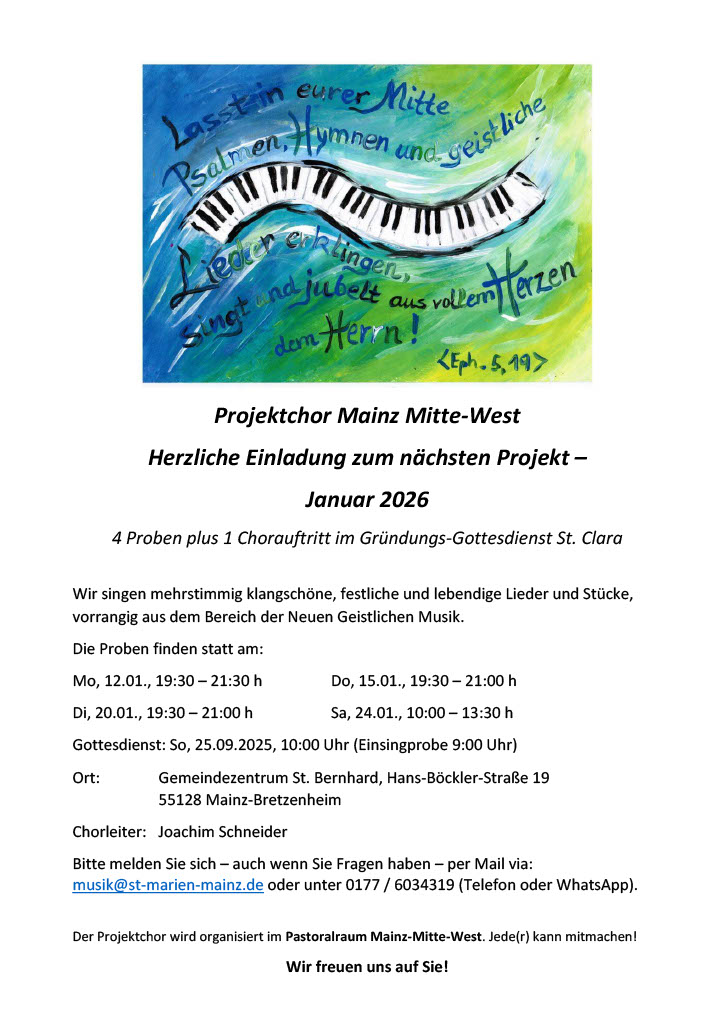 Plakat Projektchor für den Gründungsgottesdienst (c) Joachim Schneider