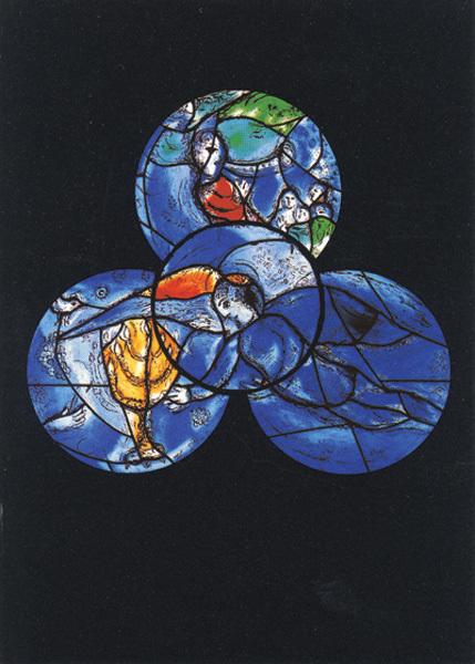 Chagall, Marc/Marq, Charles, Mittelfenster, Der Gott der Väter (c) Fotorechte: Ars liturgica e.K. Klosterverlag MARIA LAACH, 2020 © VG Bild-Kunst, Bonn 2020