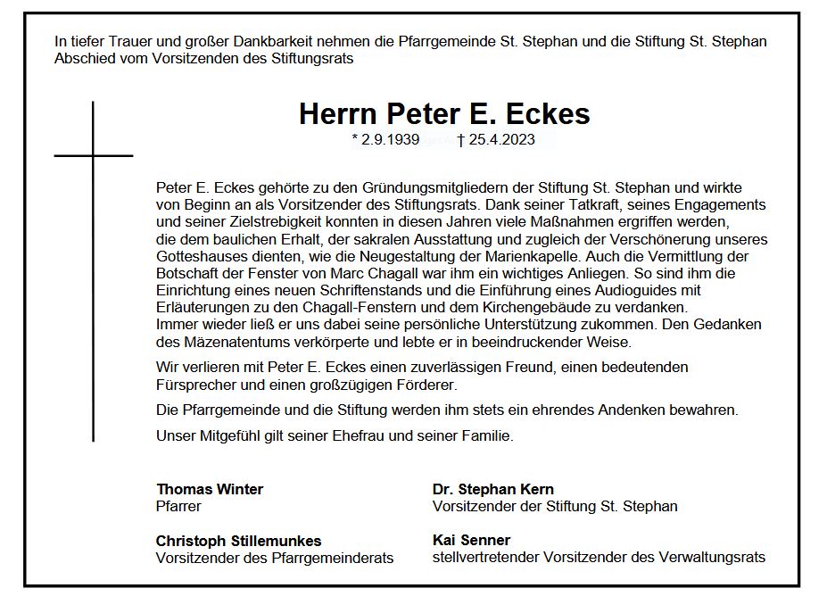 Peter E. Eckes (c) St. Stephan