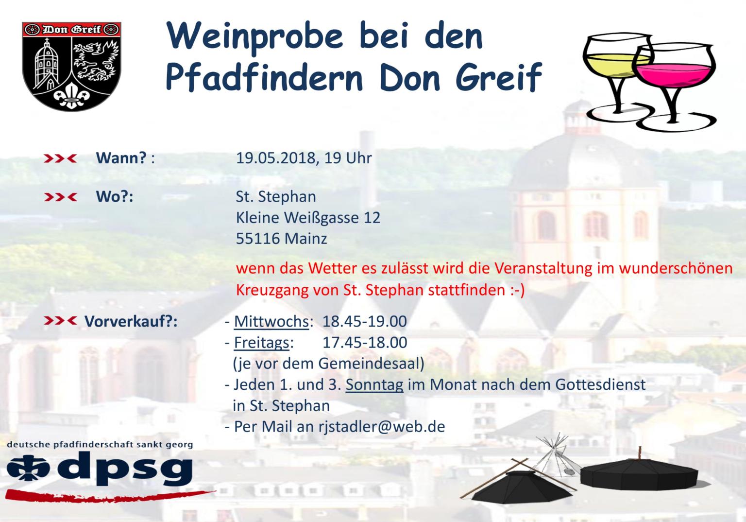 Flyer Weinprobe (c) Pfadfinder Don Greif