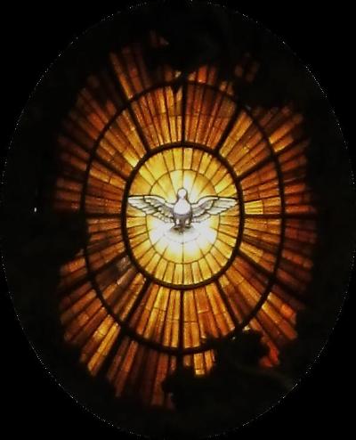 Darstellung des Heiligen Geistes als Taube im Apsisfenster im Petersdom in Rom