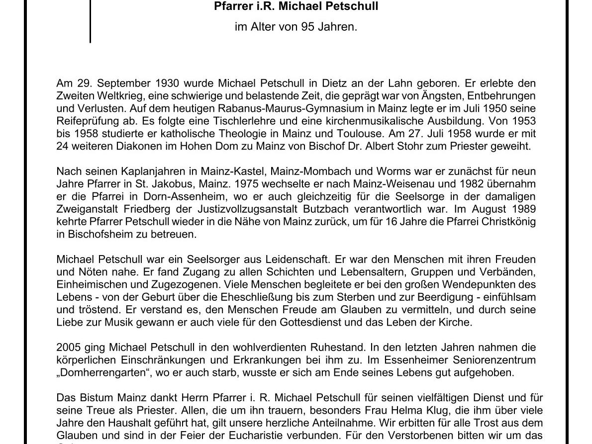 2025 10 09 Todesanzeige Pfr. Petschull, Michael