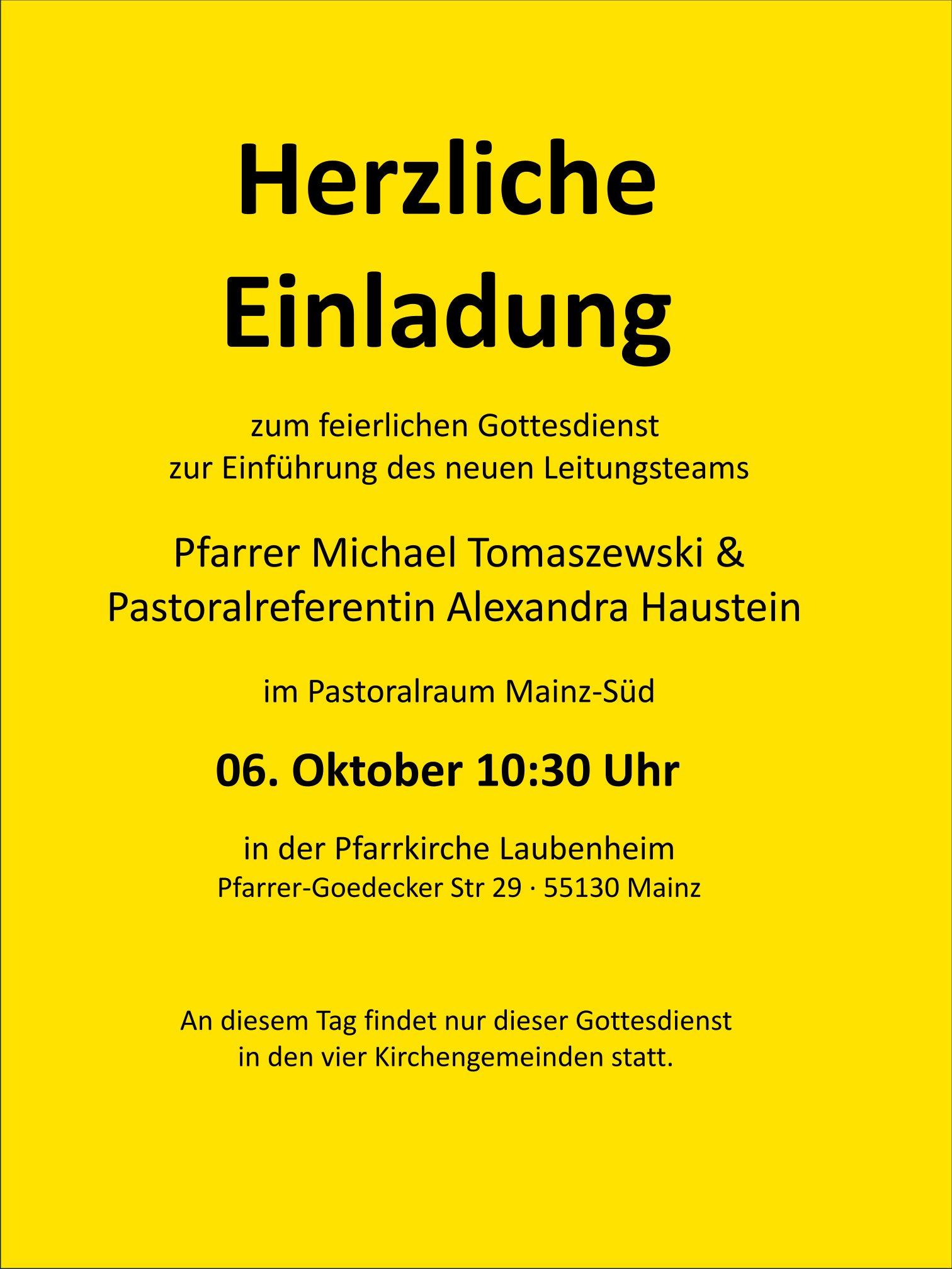 Plakat Einführungsgottesdienst