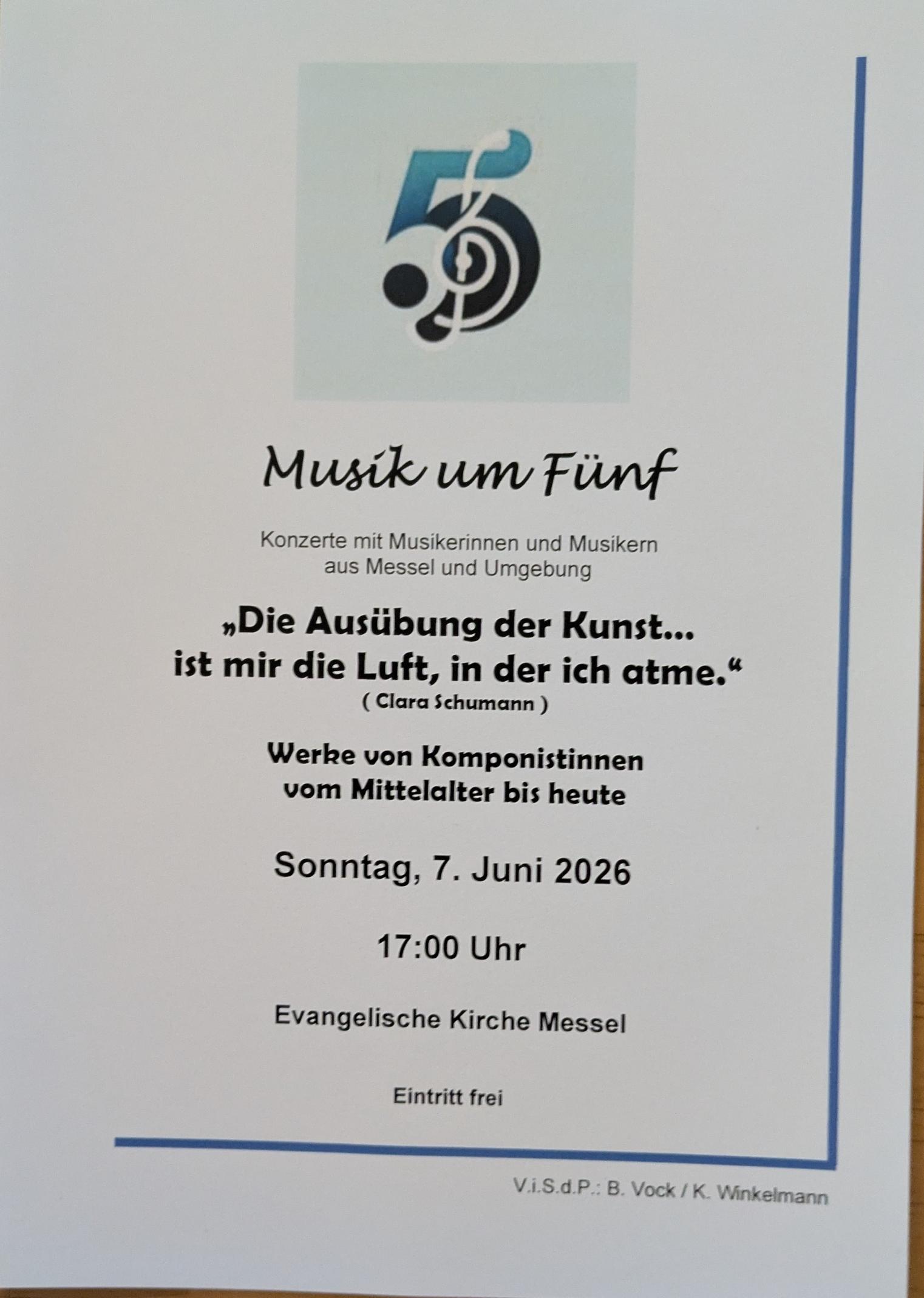 Musik um Fünf, 07.06.2026 (c) IGS MuF