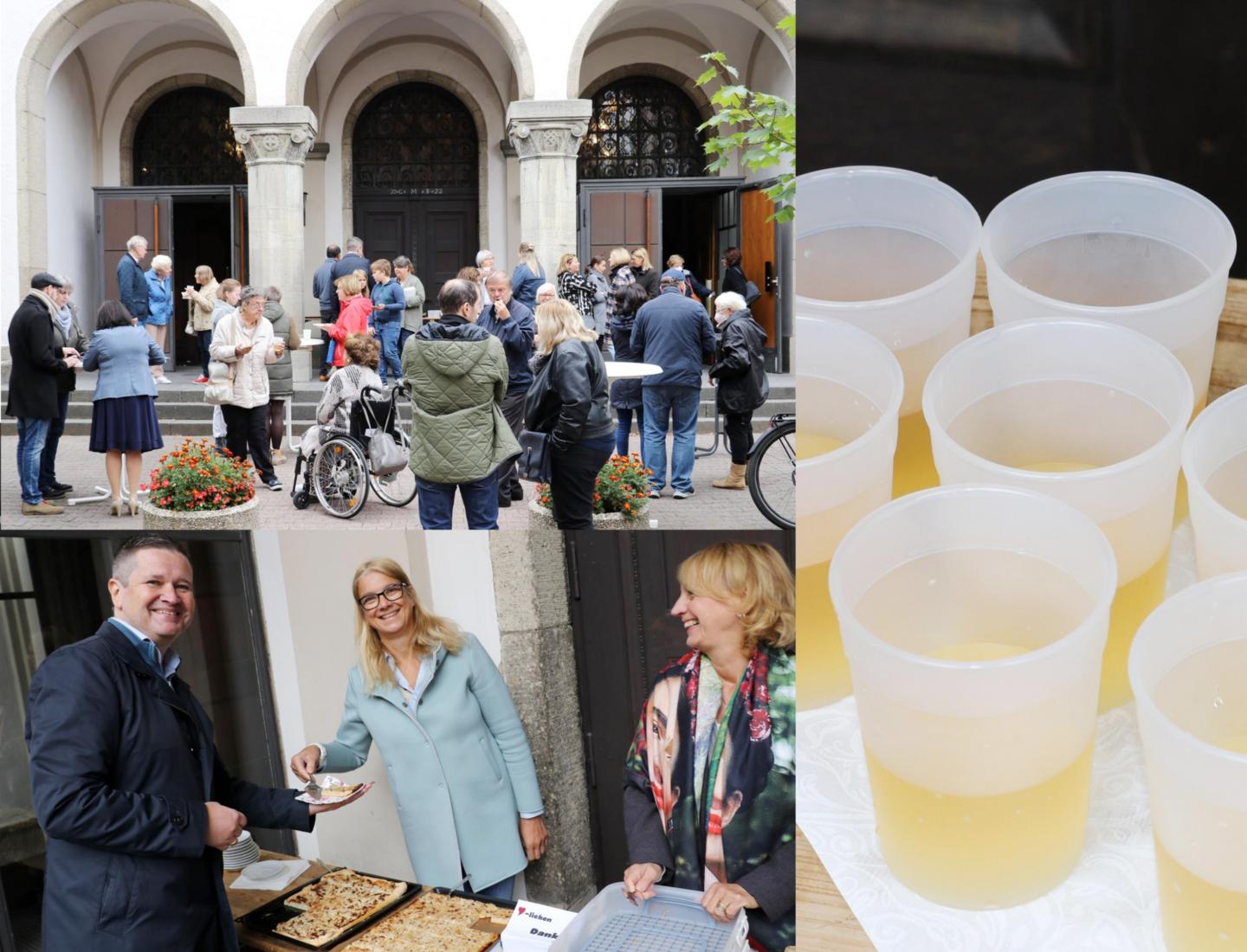 Zwiebelkuchen und Federweißer vor der Kirche St. Josef (c) D. Thiel