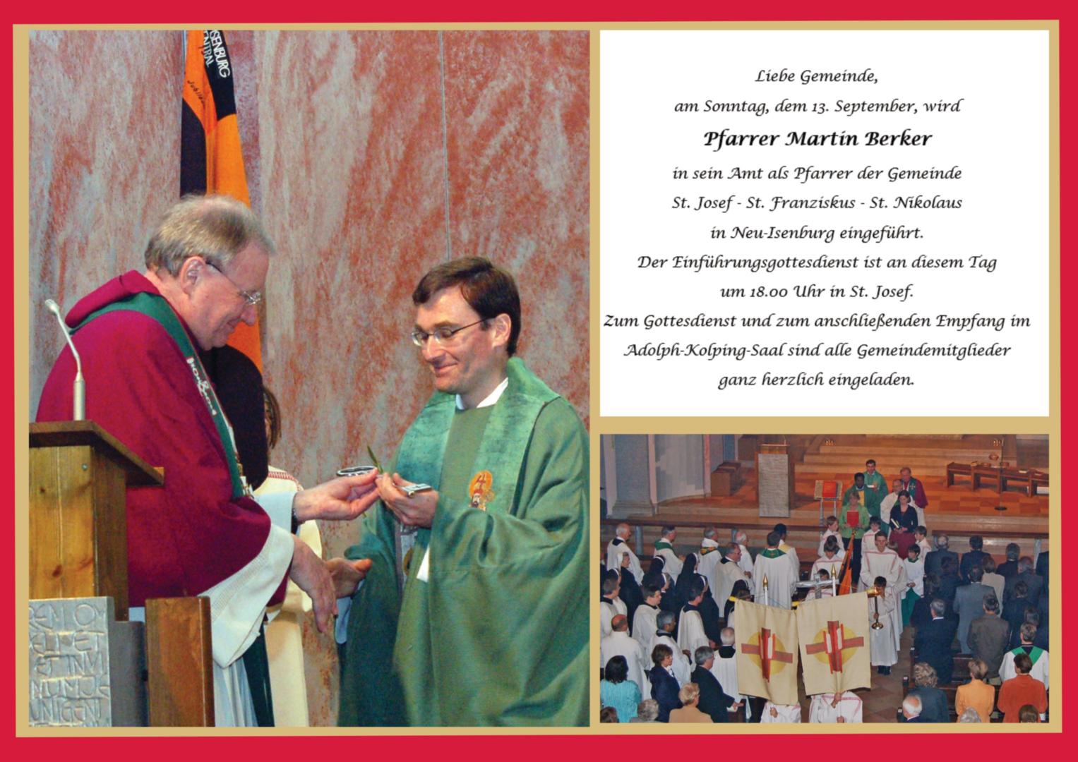 Einführungsgottesdienst von Pfarrer Martin Berker in St. Josef (c) M. Striegl