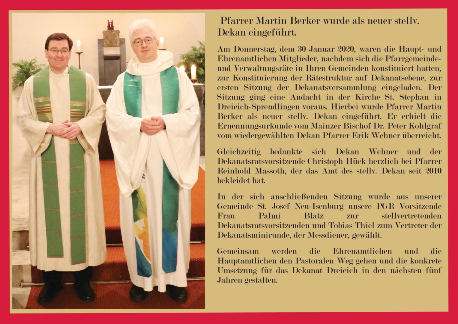 Pfarrer Martin Berker wird als stellv. Dekan eingeführt. (c) D. Thiel