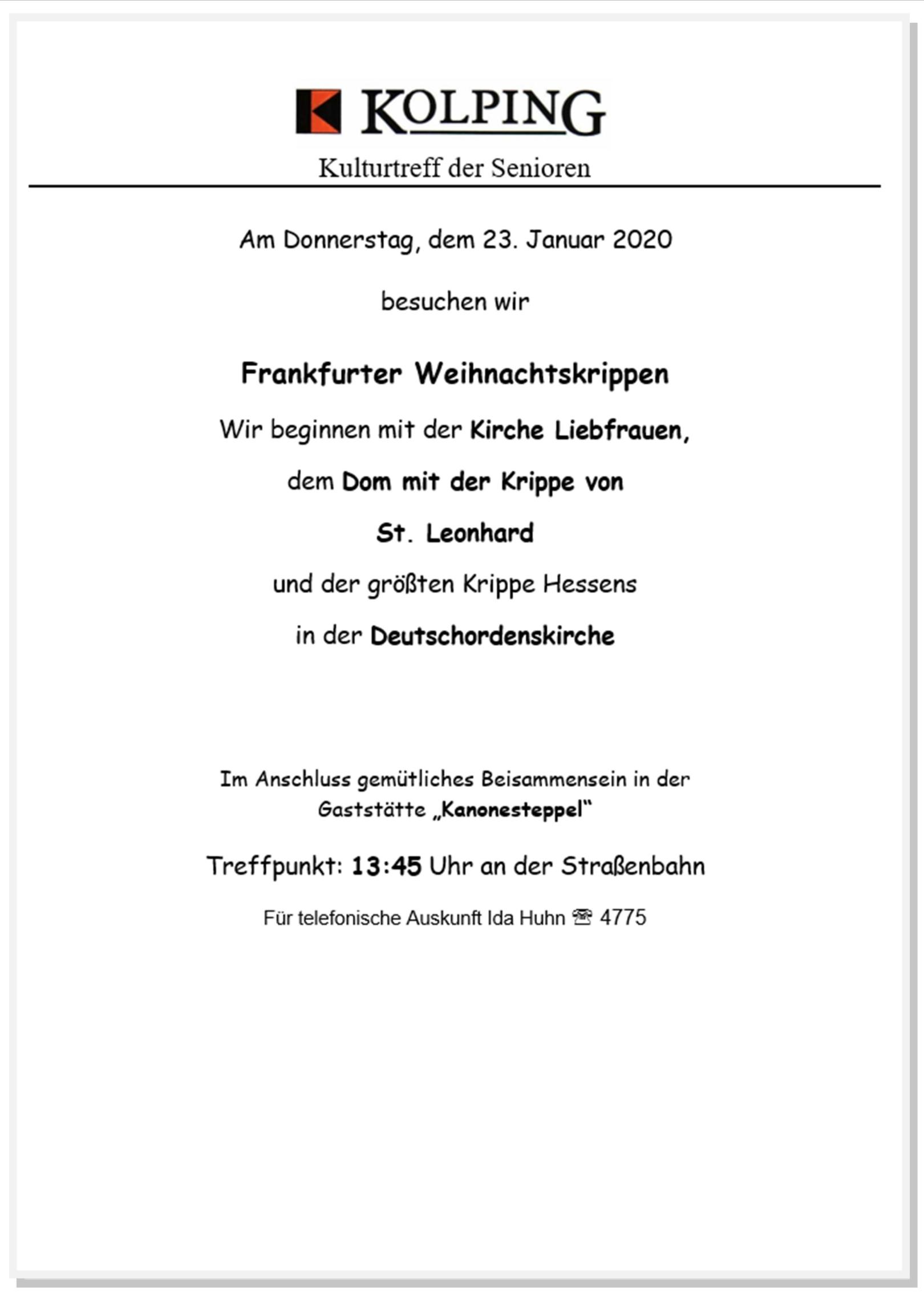 Kulturtreff der Senioren