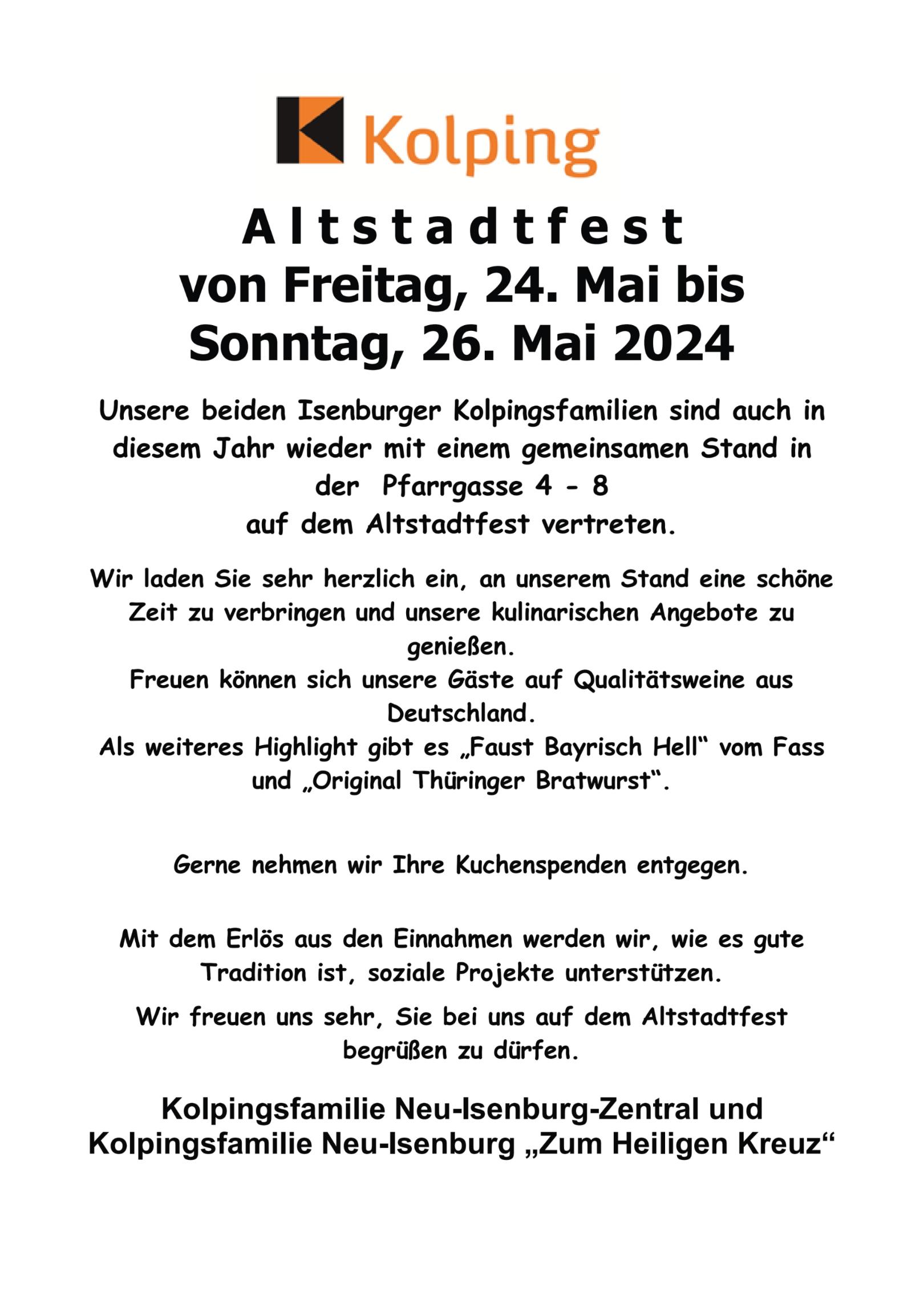 Altstadtfest 2024 (c) Kolpingsfamilie Neu-Isenburg-Zentral
