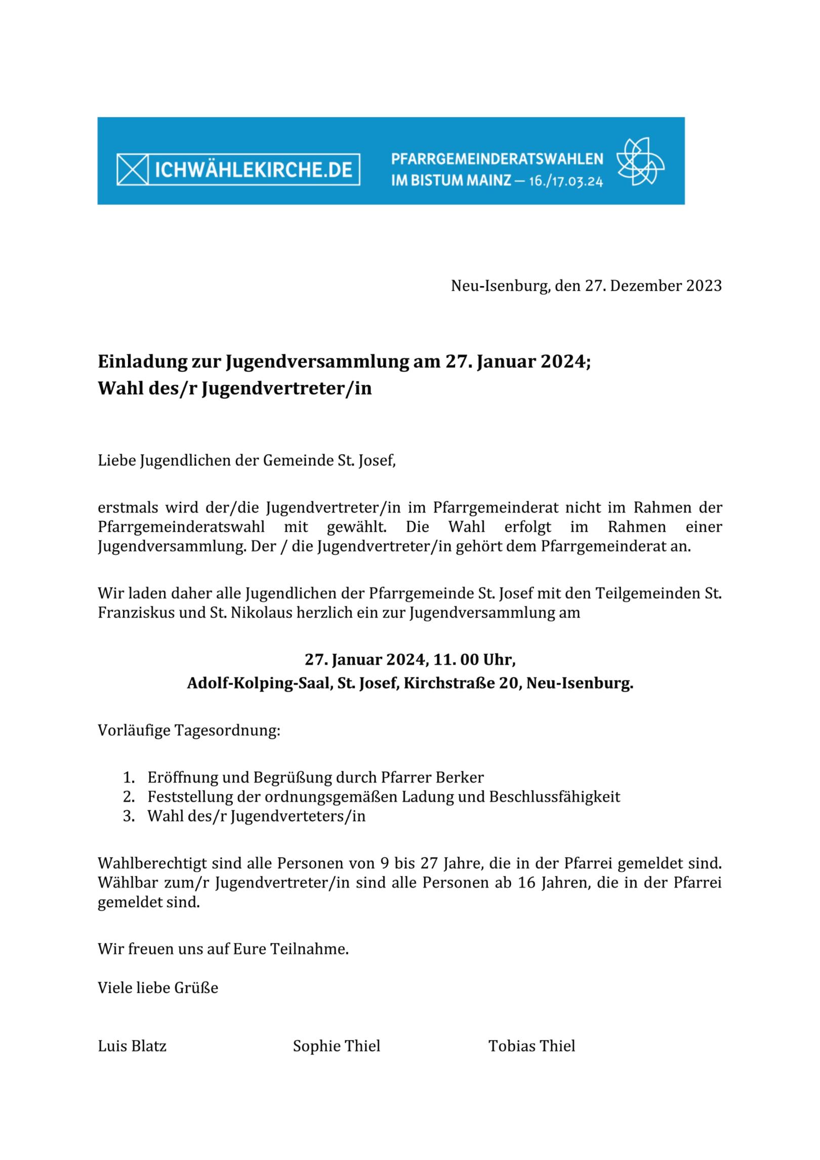 Einladung Jugendversammlung 2024 (c) D. Thiel