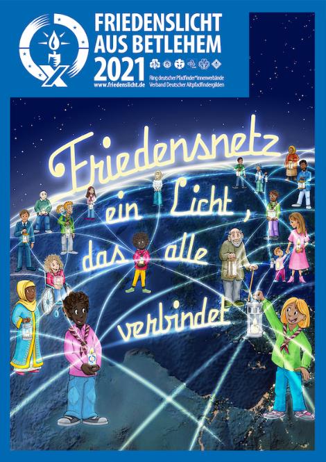 Friedenslicht2021_Postkarte (c) Ringe deutscher Pfadfinderinnen- und Pfadfinderverbände (RDP/RdP)