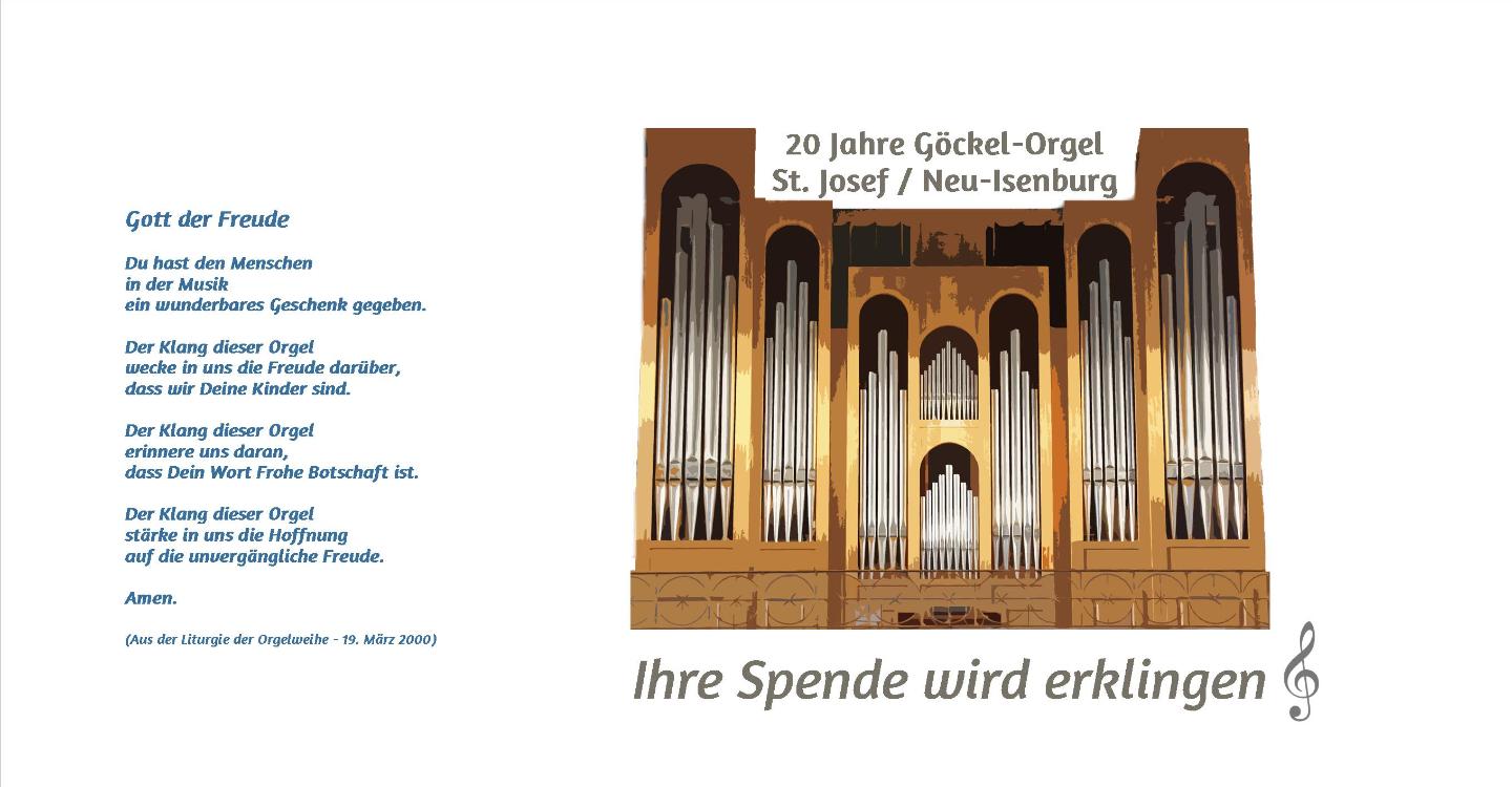 Allen Spendern und Unterstützern durch deren Hilfe die Ausreinigungs- und Erweiterungsarbeiten an der Göckel-Orgel möglich wurden ein herzliches Vergelt’s Gott! (c) D. Thiel