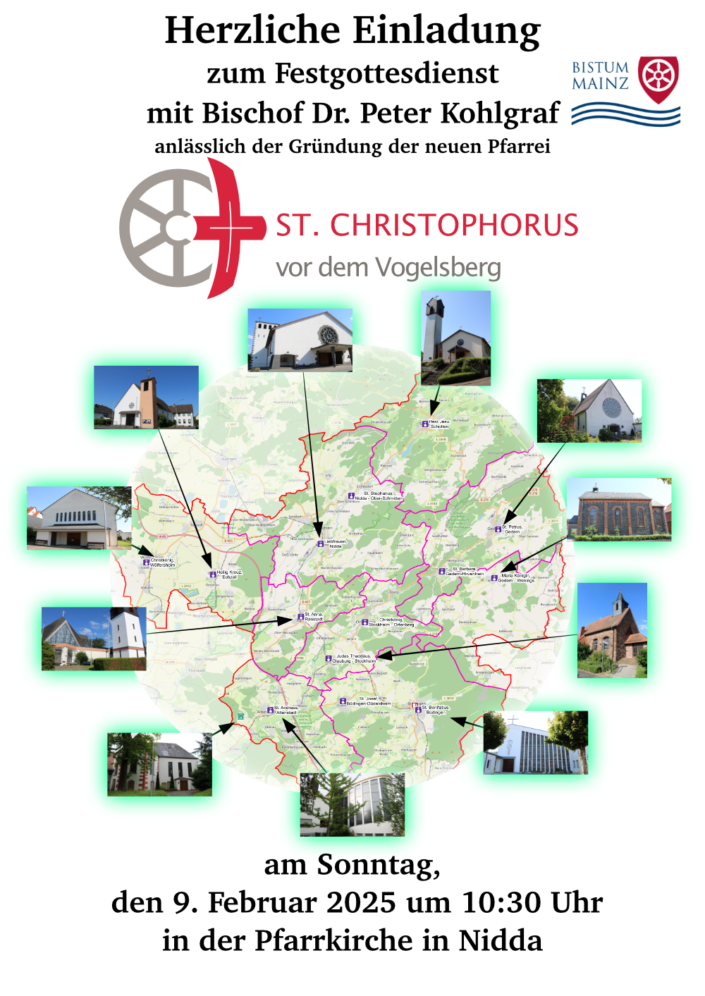 Einladung zum Gründungsgottesdienst von St. Christophorus vor dem Vogelsberg (c) Timm Langsdorf