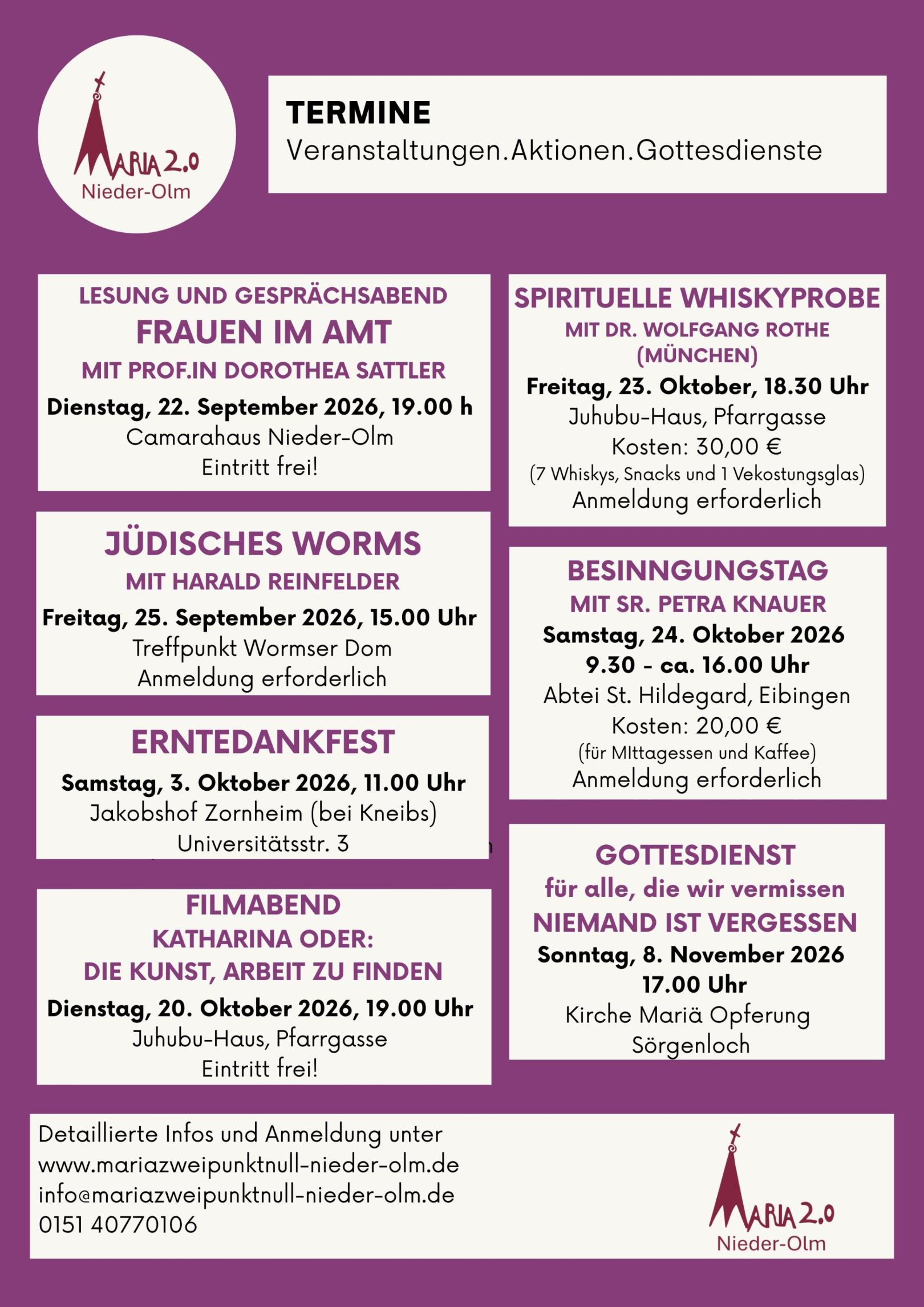 2026_Flyer Maria 2.0 Termine (c) Maria 2.0 Nieder-Olm