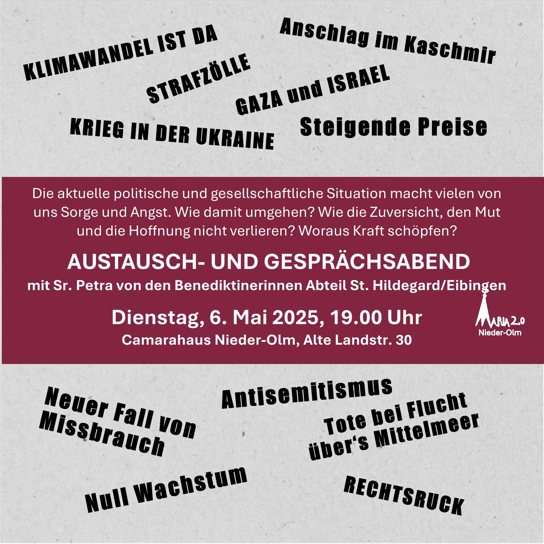 Flyer Gesprächsabend_Mai 2025 (c) Andrea Keber