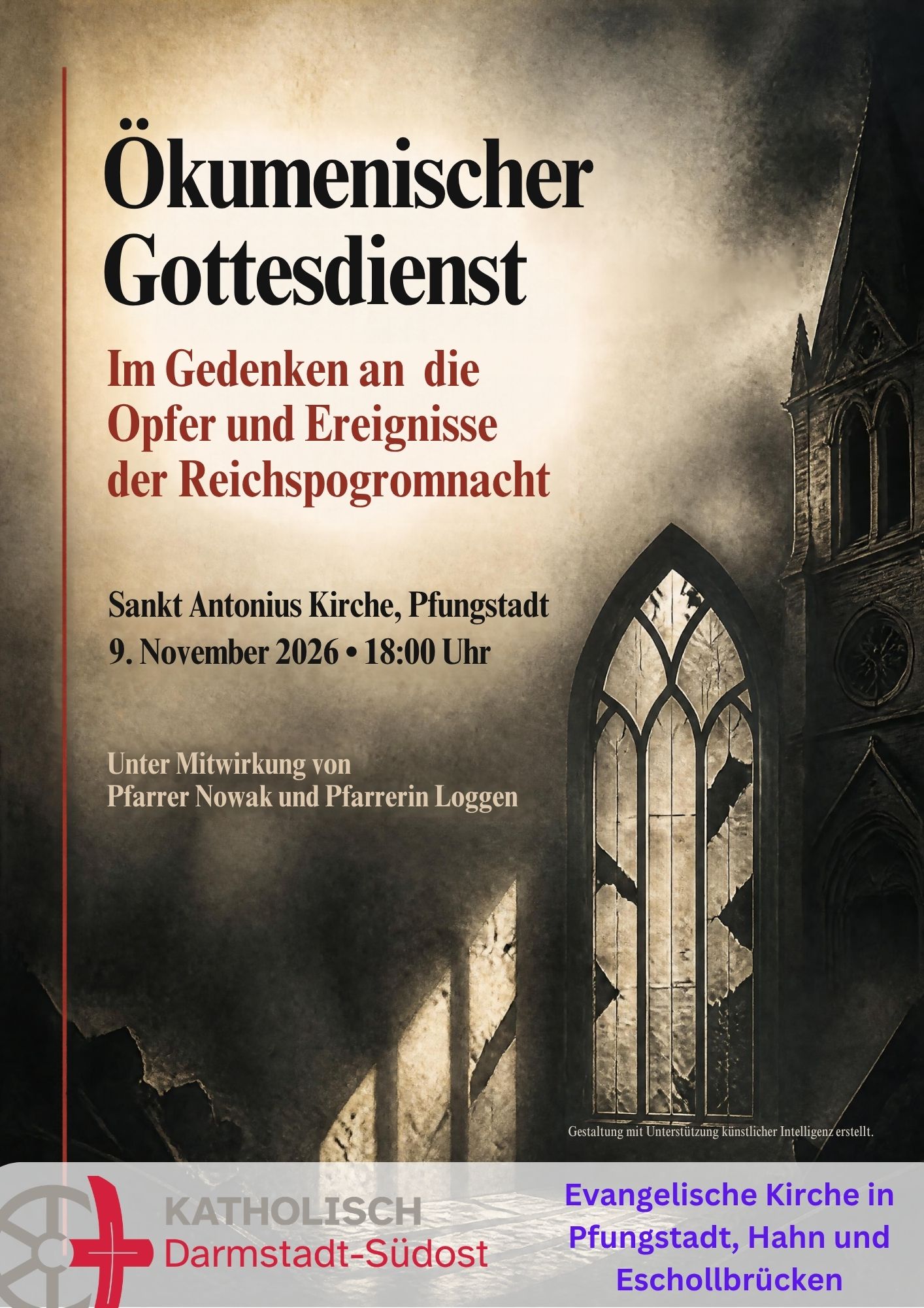 Plakat Gedenkgottesdienst Reichspogromnacht (c) Christoph Nowak