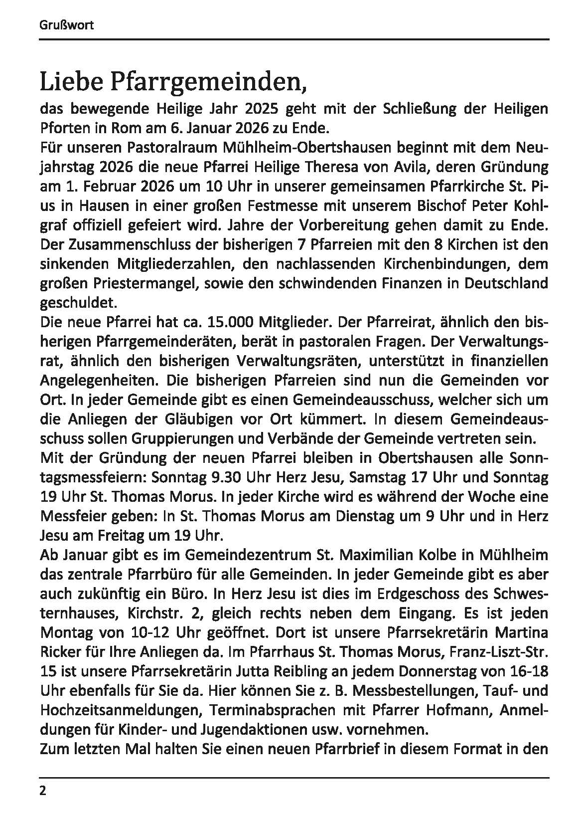 Pfarrbrief-Nr. 191 (2) (c) Gemeinde Herz Jesu und St. Thomas Morus, Obertshausen