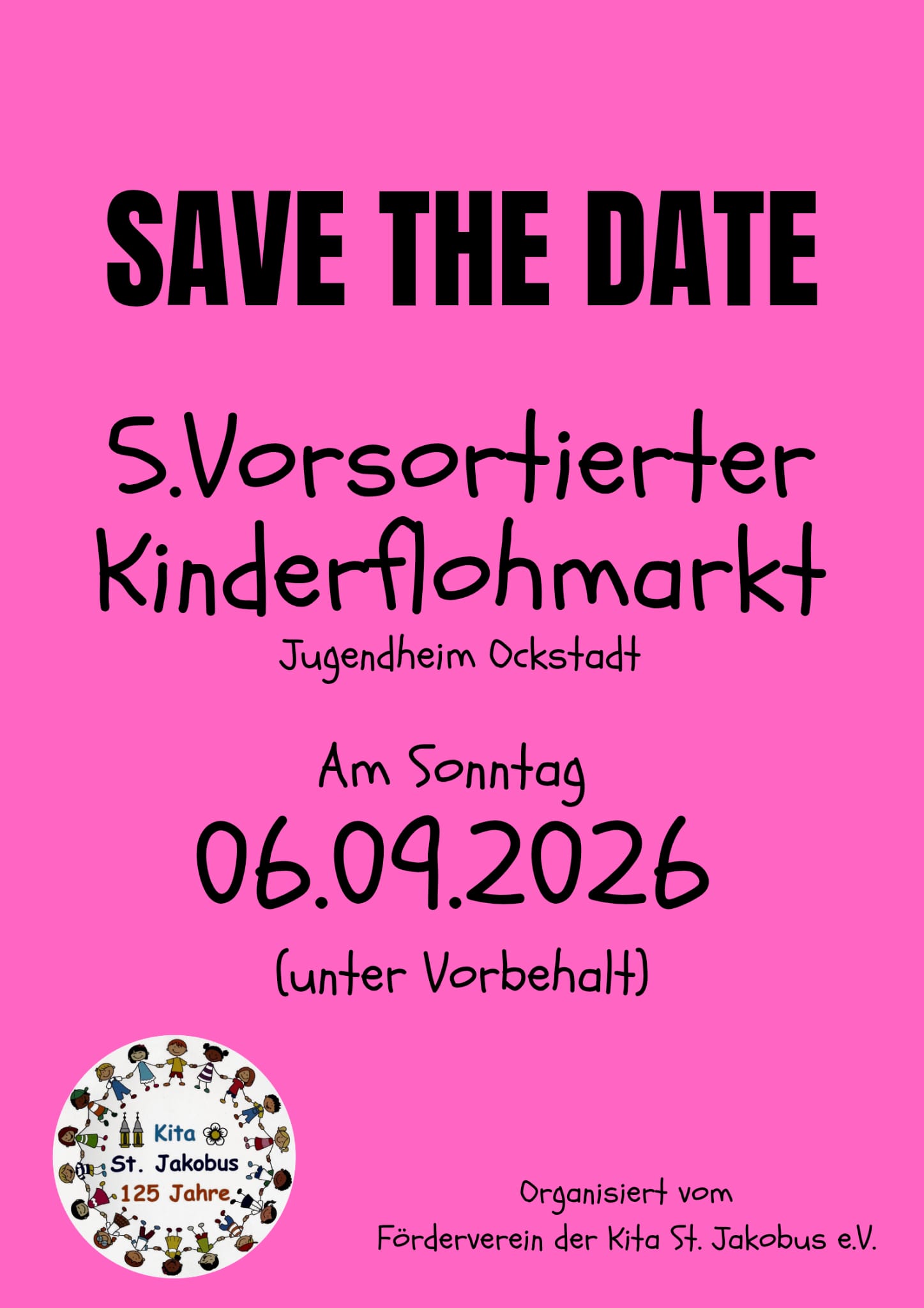 Save the Date Flohmarkt Kita (c) Förderverein Kita St. Jakobus Ockstadt