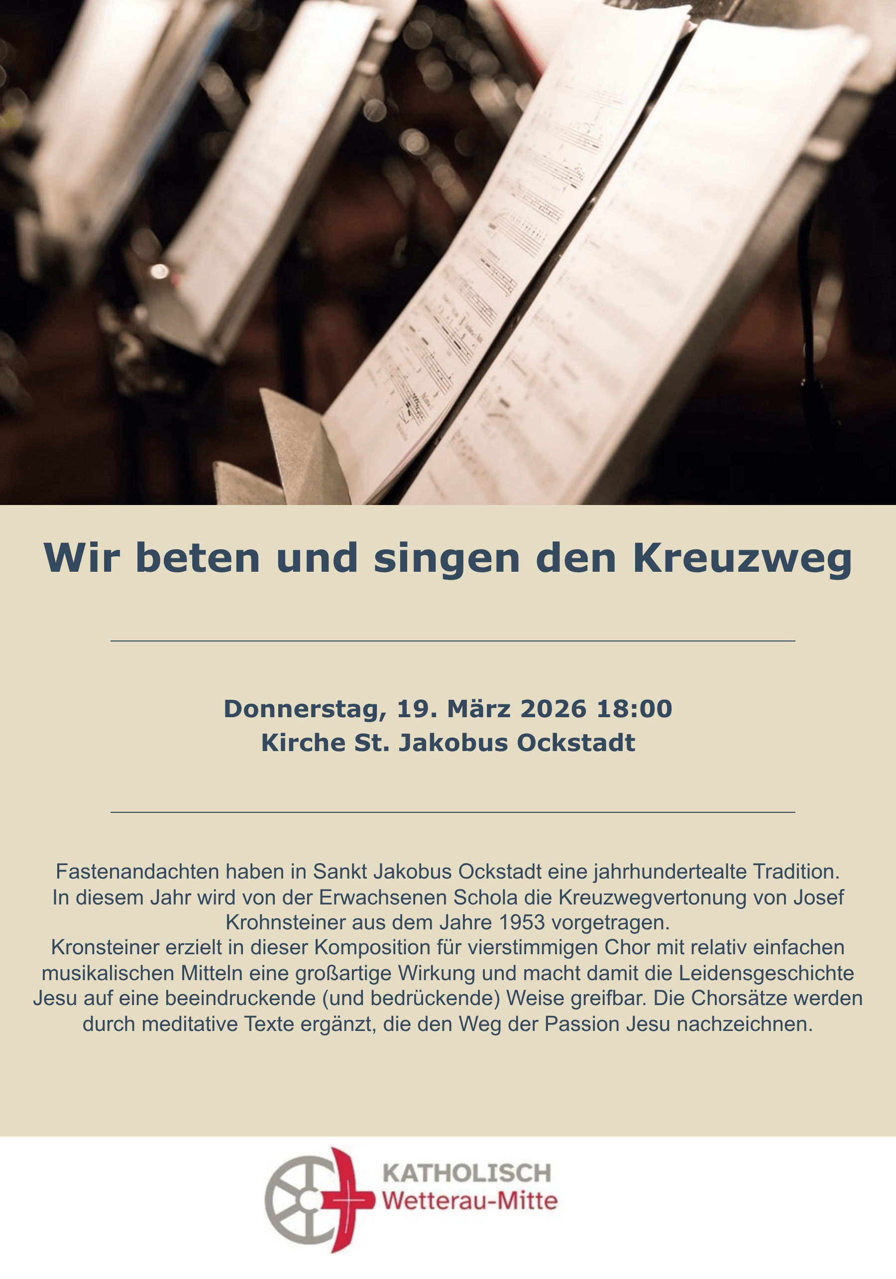 poster.fur.fastenandacht gesungener Kreuzweg (c) Pastoralraum Wetterau Mitte - Unsplash