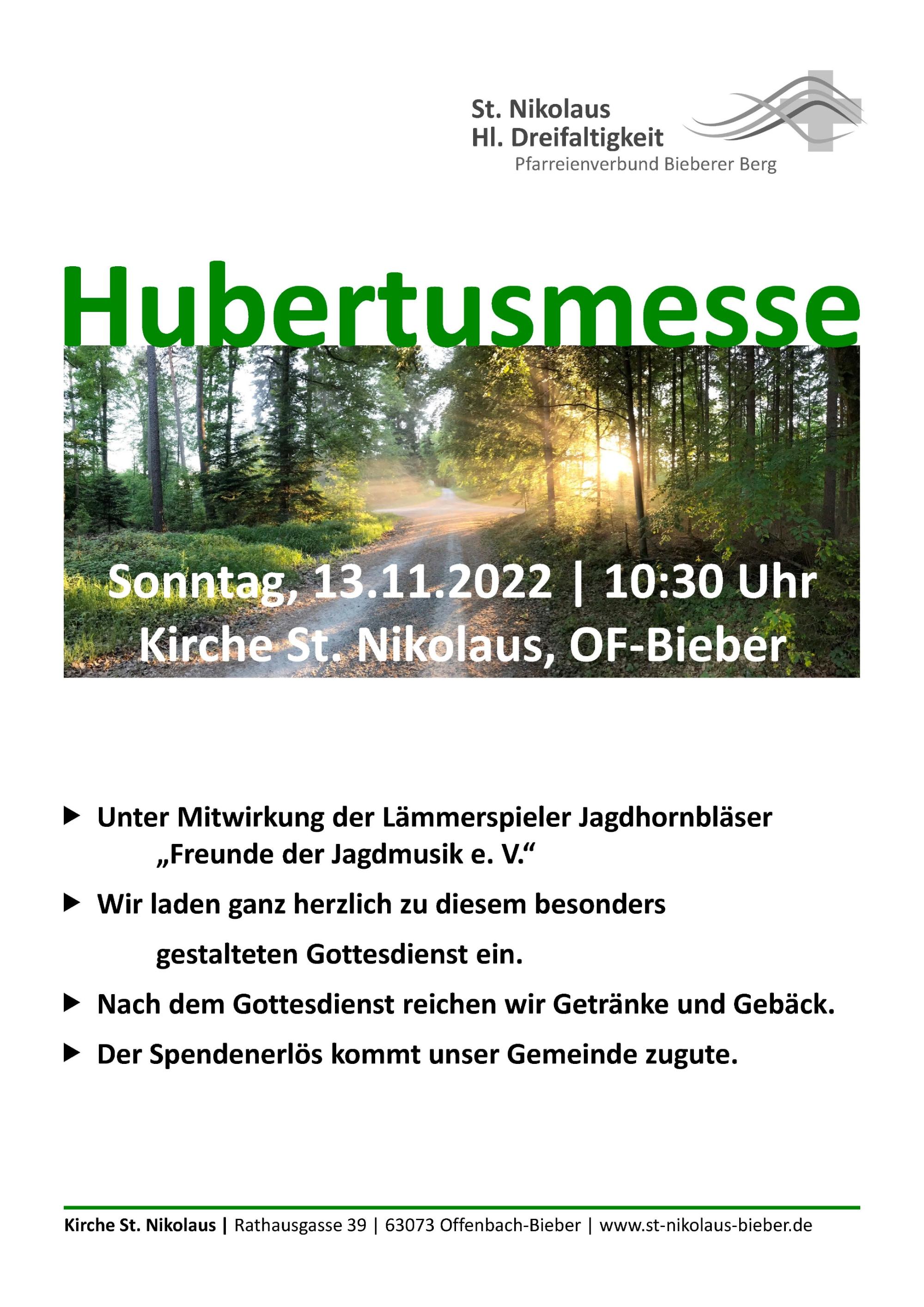 Anzeige Plakat Hubertusmesse 2022