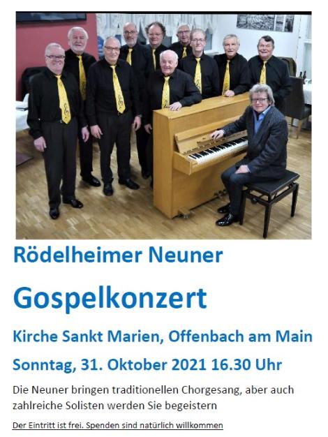 Gospelkonzert 311021 Rödelheimer Neuner Plakat Bild (c) R neuner