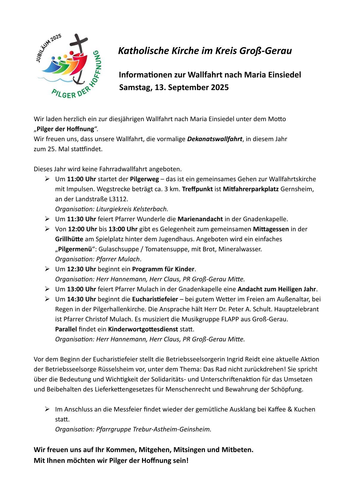 Wallfahrt Maria Einsiedel 2025