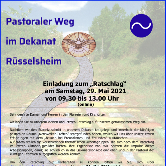 Pastoraler Weg - Einladung Ratschlag 29.5.2021