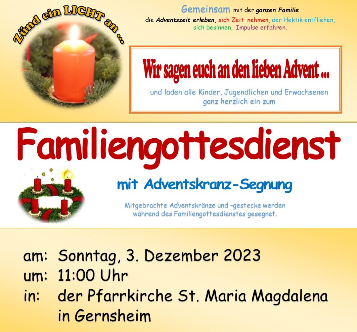Familiengottesdienst im Advent (c) St. Maria Magdalena, Gernsheim