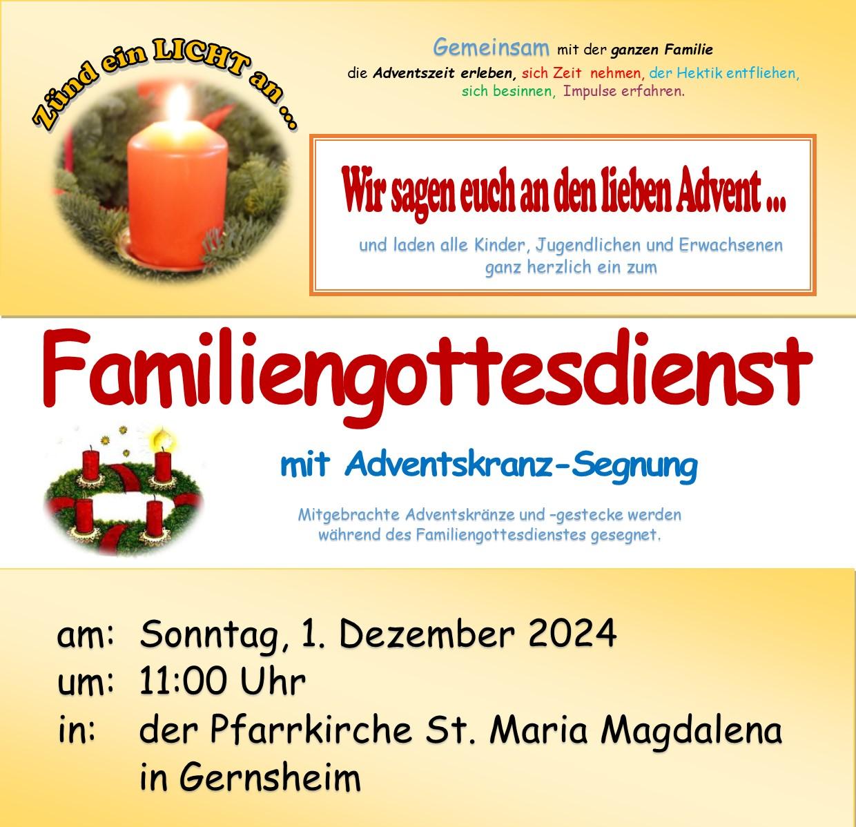 Familiengottesdienst im Advent (c) St. Maria Magdalena, Gernsheim