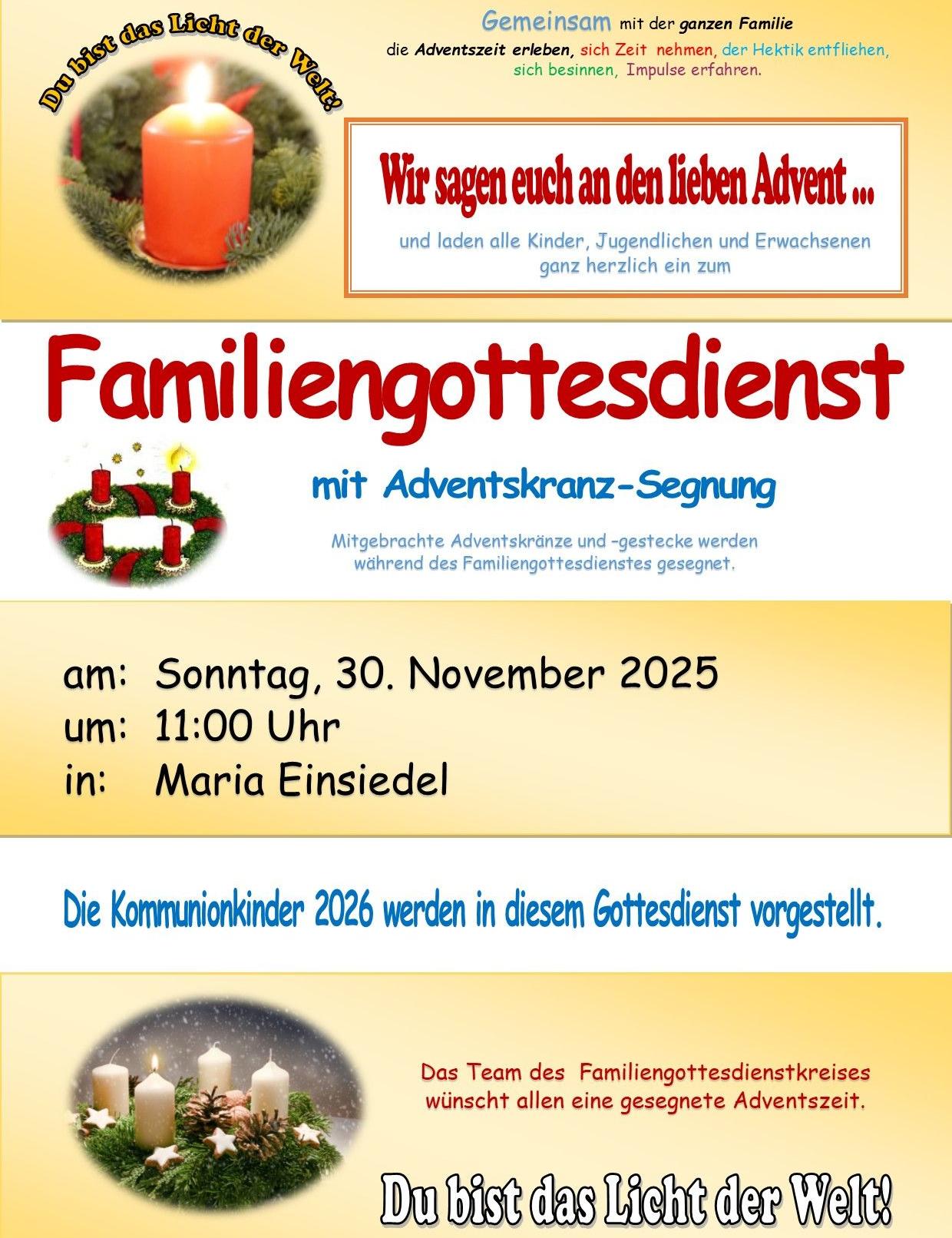 Familiengottesdienst im Advent (c) St. Maria Magdalena, Gernsheim