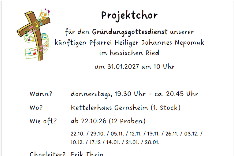 Projektchor zum Gründungsgottesdienst