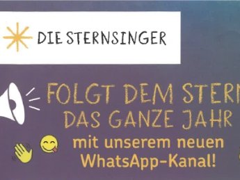 Lautsprecher und Aufforderung, dem Whatsapp-Kanal der Sternsnger beizutreten