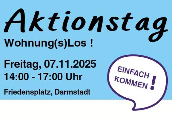 Ankündigung Aktionstag für Wohnungslose