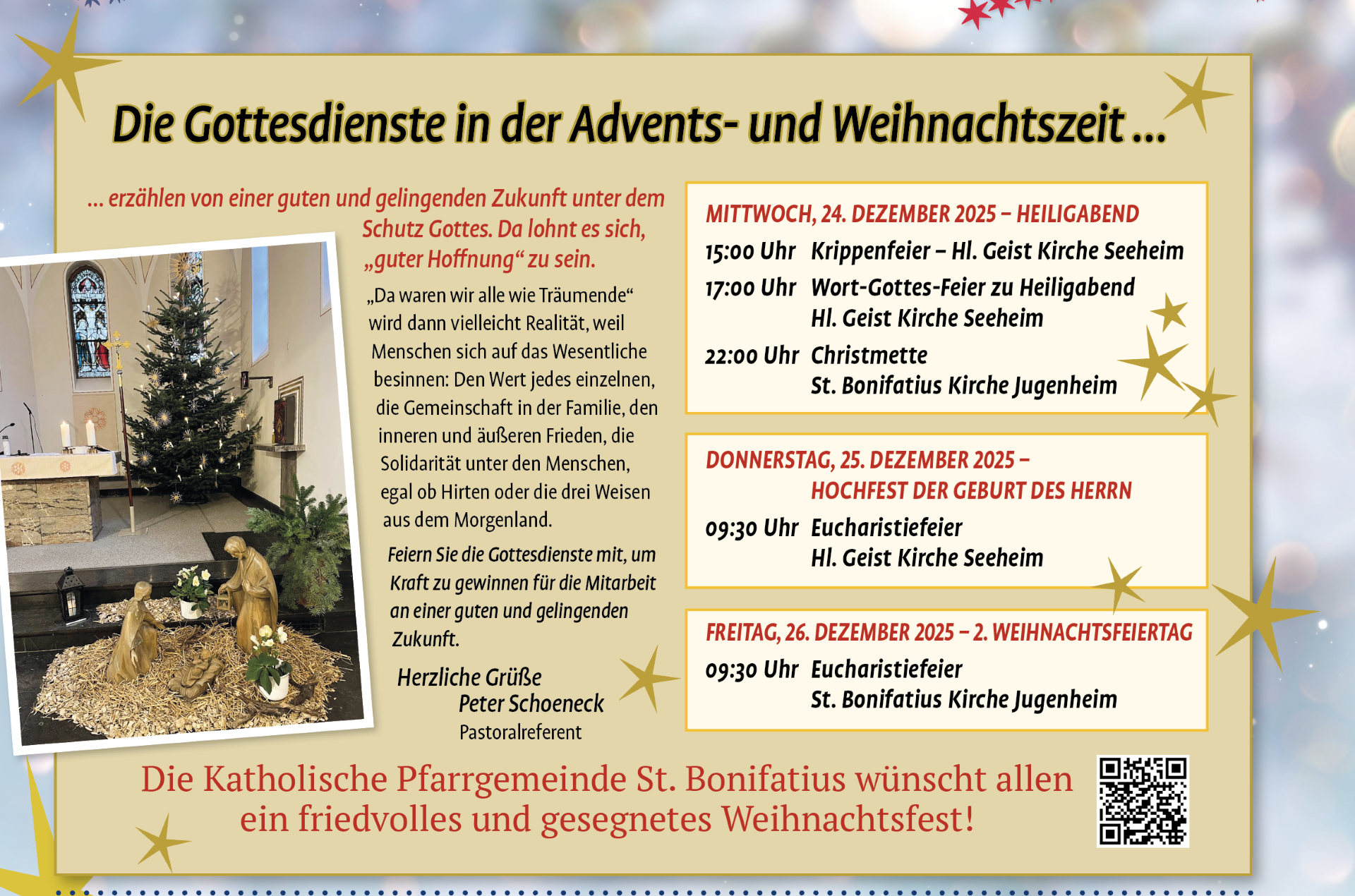 Gottesdienst zu Weihnachten in Seeheim-Jugenheim sind aufgelistet