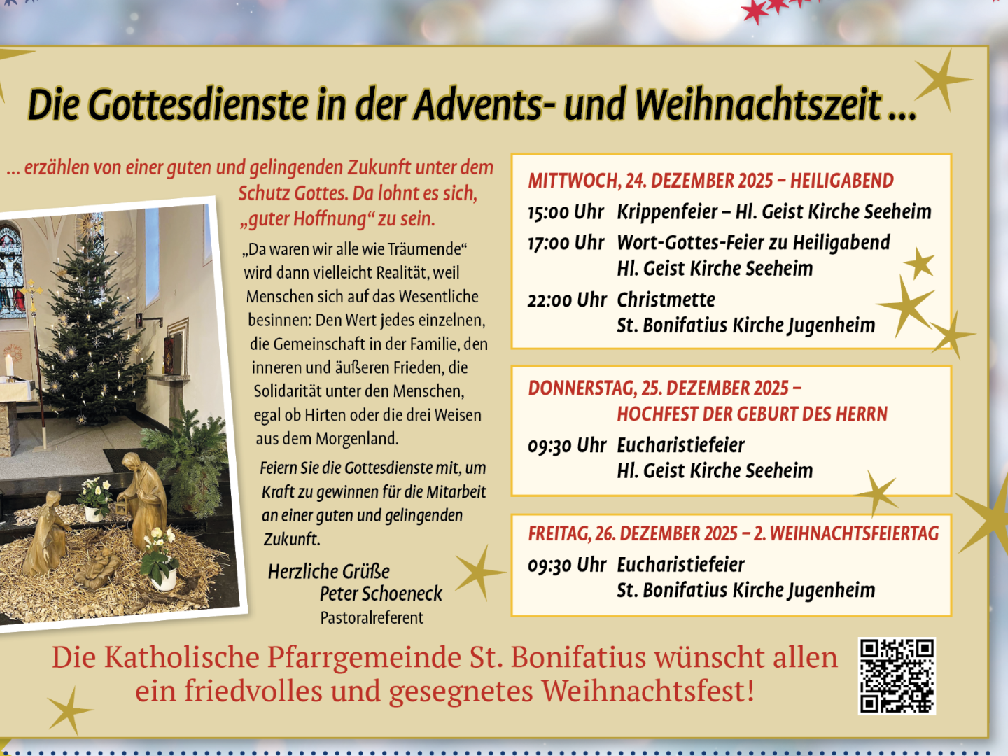 Gottesdienst zu Weihnachten in Seeheim-Jugenheim sind aufgelistet