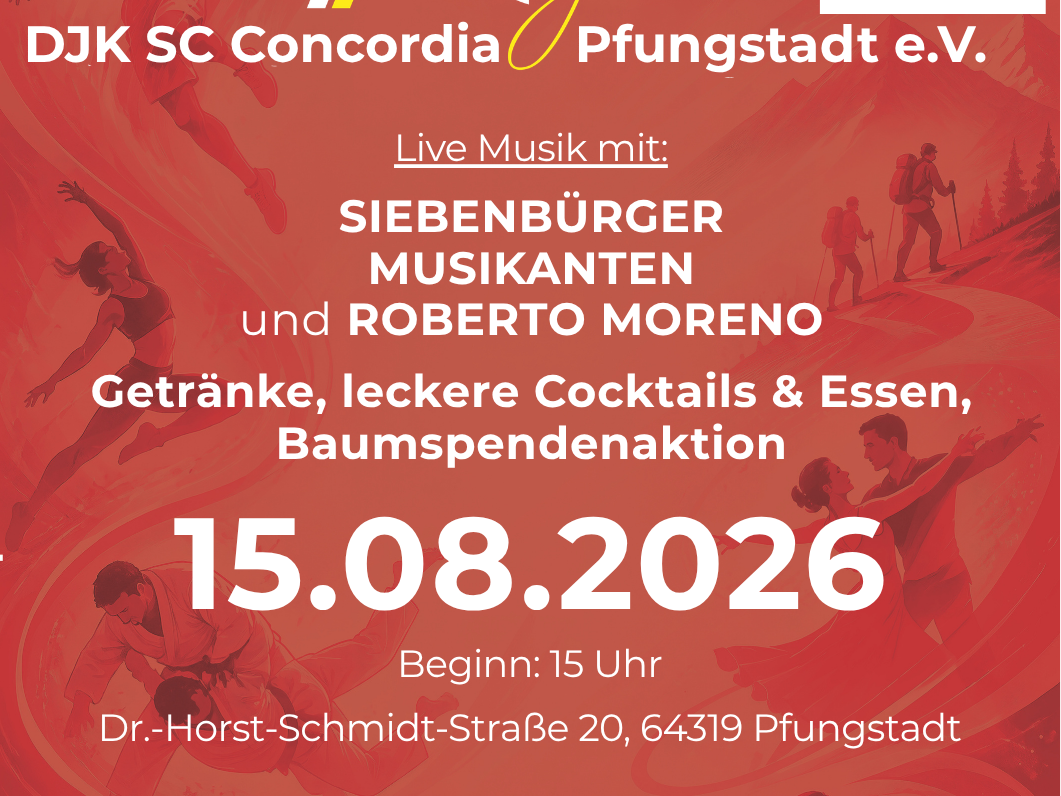 Schriftzug 75 Jahre DJK SC Concordia Pfungstadt und Beschreibung wie im Seitentext