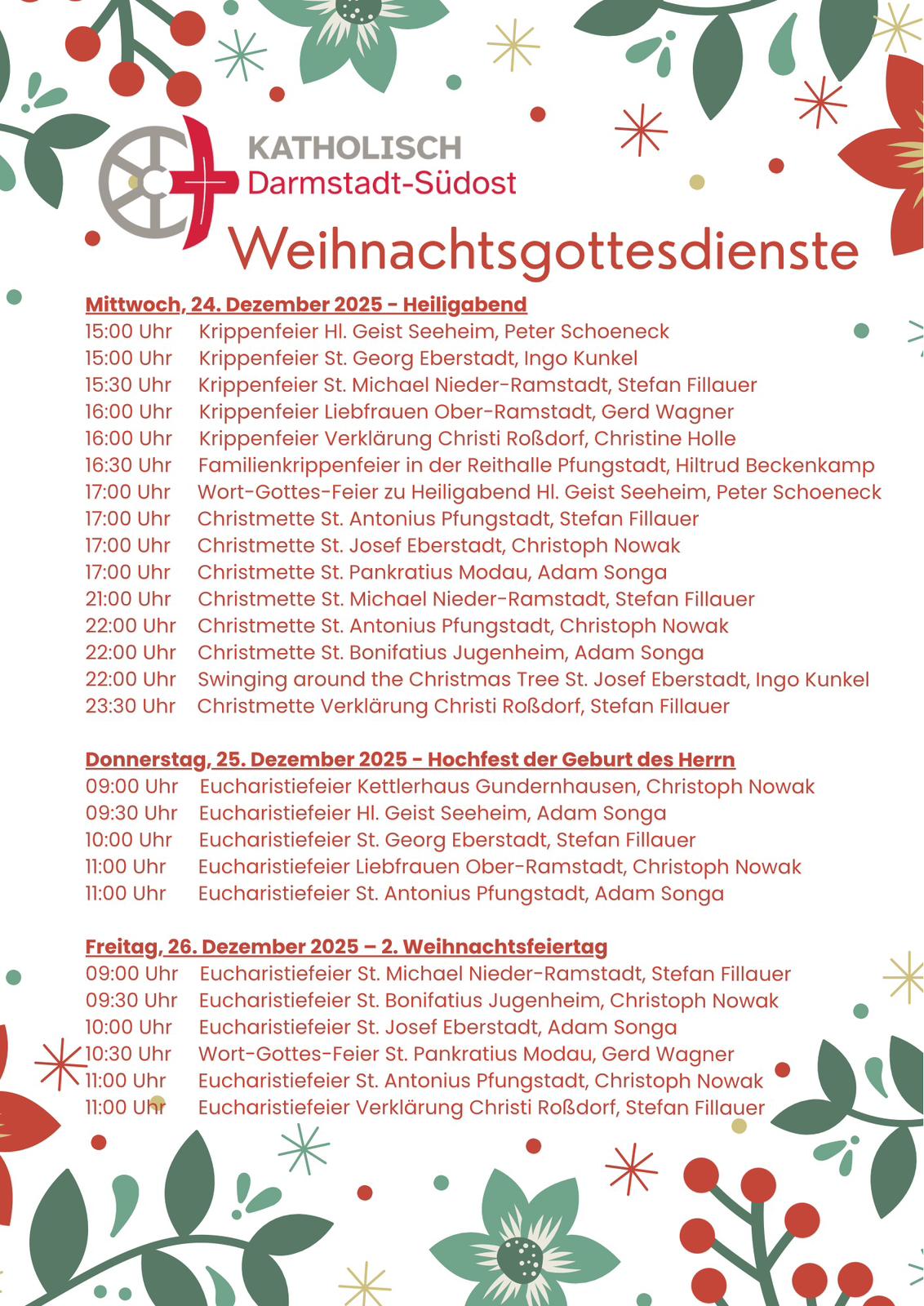 Weihnachtsgottesdienste 2025
