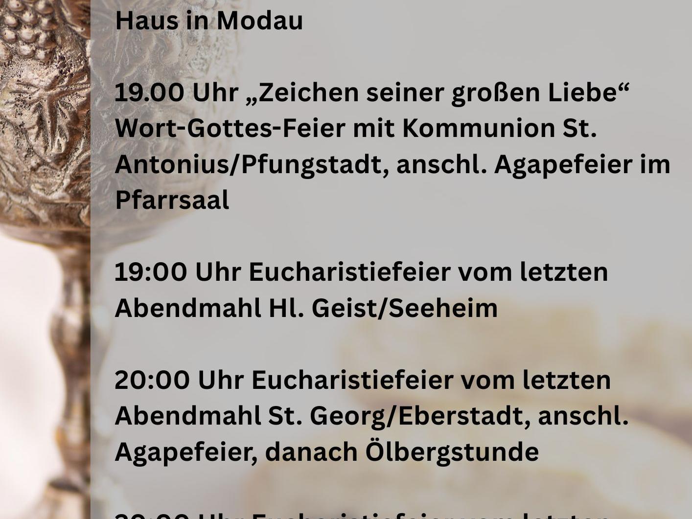 Gottesdienste am Gruendonnerstag