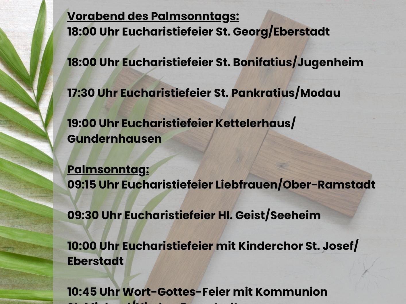 Gottesdienste am Palmsonntag