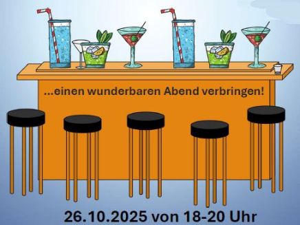 Cocktailbar mit Text 'einen wunderbaren Abend verbringen'